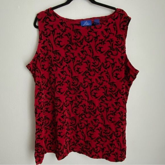 JH Collectibles Tops - Vintage JH Collectibles Red Top with Black Burnout Velvet Grunge, Layering 3X